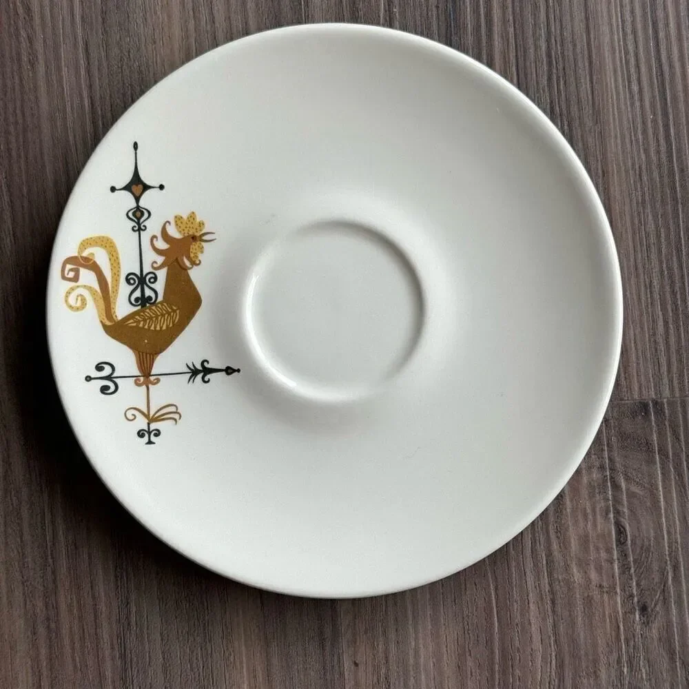 Edwin Knowles Weather Vane Pattern Bread Plates (2) MCM Farmhouse Style 1959